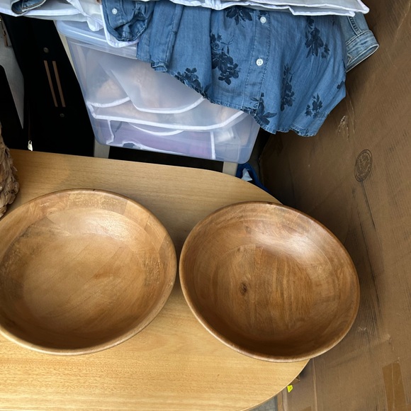 Two large serving bowls from Pottery Barn. Can buy one or both. Mango wood. - Picture 3 of 8